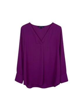 Cynthia Steffe Plum Purple V-Neck Long Sleeve Blouse‎ Women’s Large
